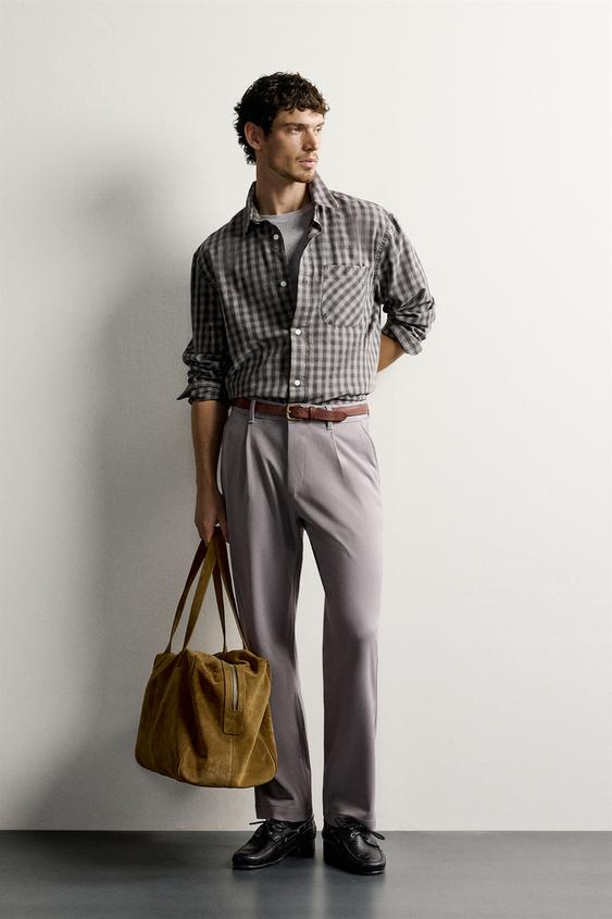 PANTALÓN RELAXED FIT PLIEGUES - Visón de Zara - Imagen 0