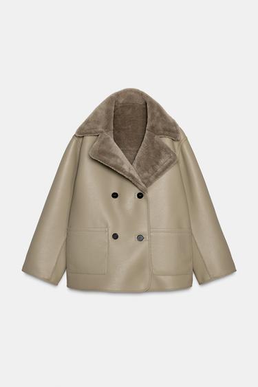 REVERSIBLE DOUBLE-FACED COAT - Taupe grey by Zara - Image 8