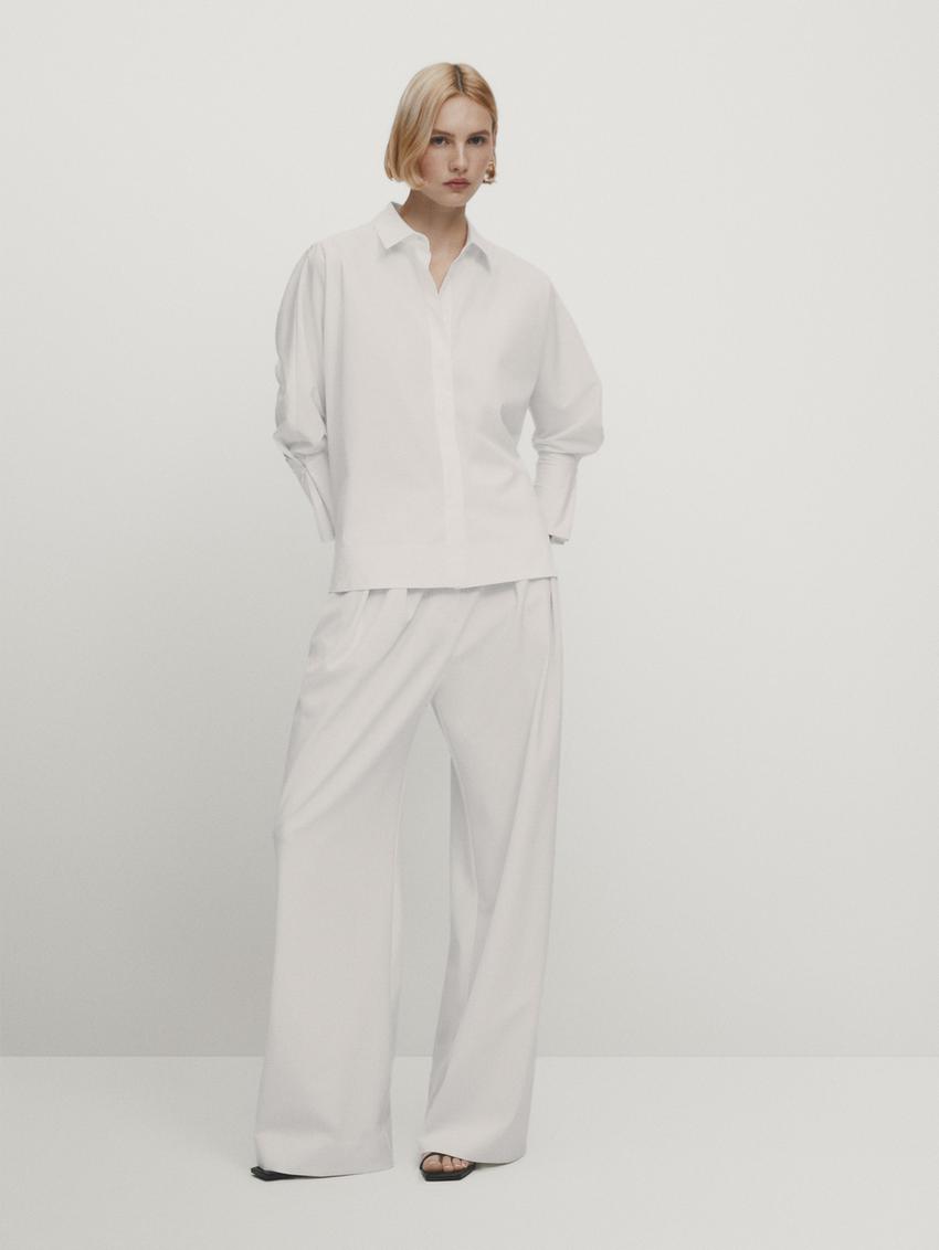 Cotton shirt with double cuffs - Studio - White