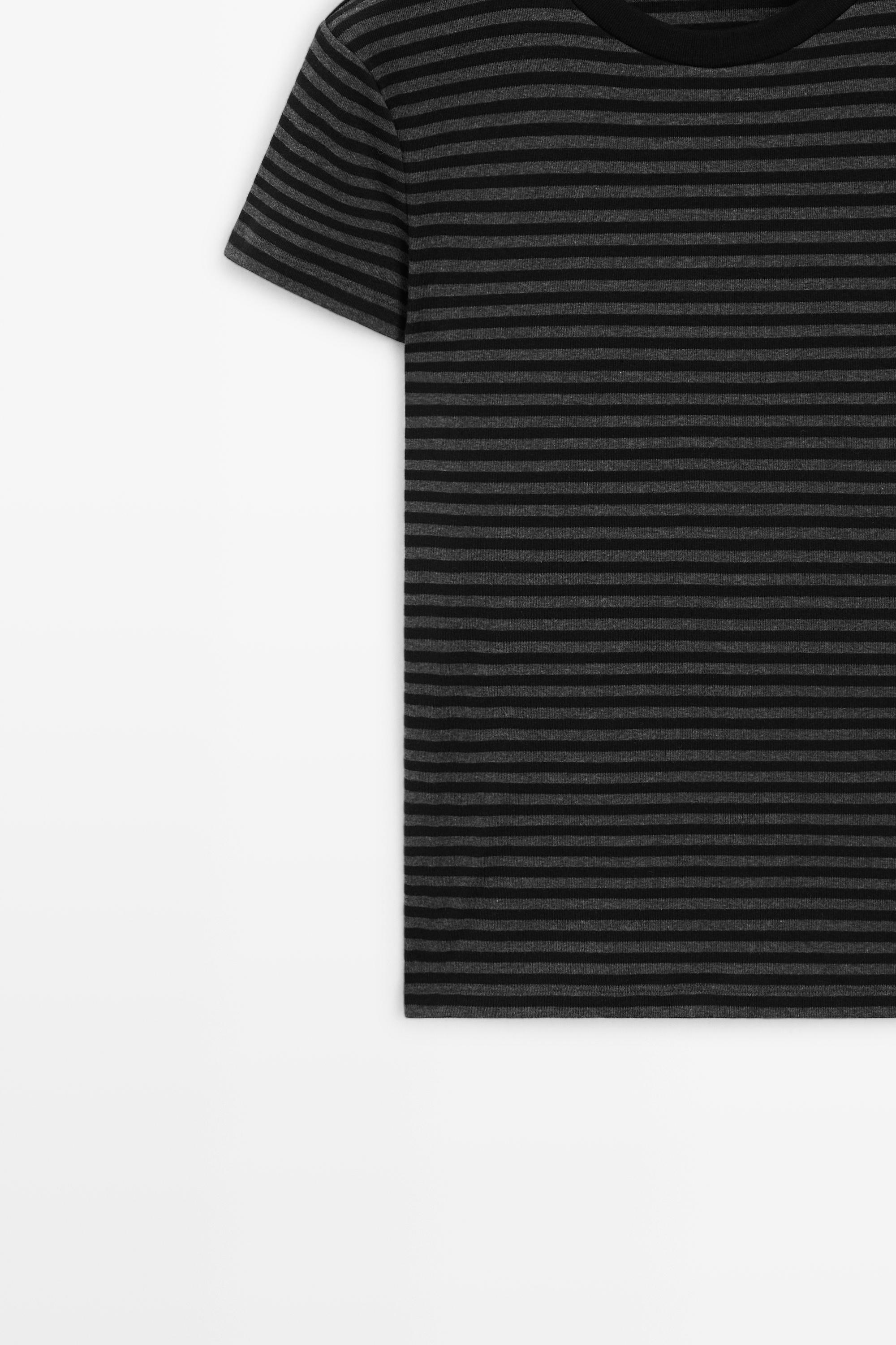 Ribbed striped short sleeve T-shirt