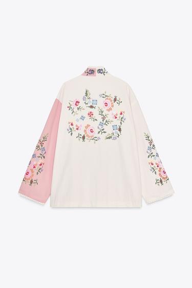 COTTON KAFTAN WITH FLORAL EMBROIDERY - Pink by Zara - Image 6