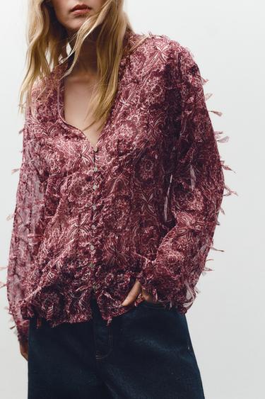 FRINGED PRINTED SHIRT - Multicoloured by Zara