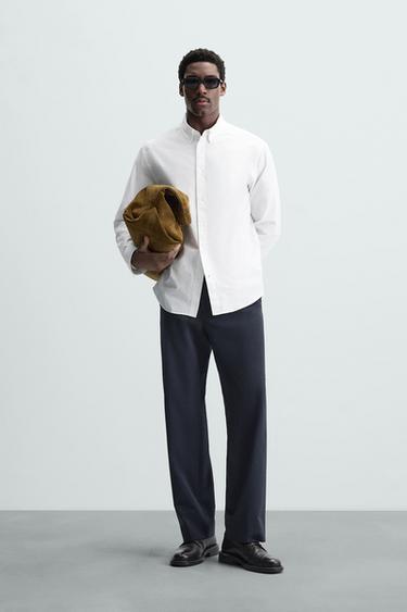 CAMISA ESTRUCTURA OXFORD - Blanco de Zara - Imagen 0