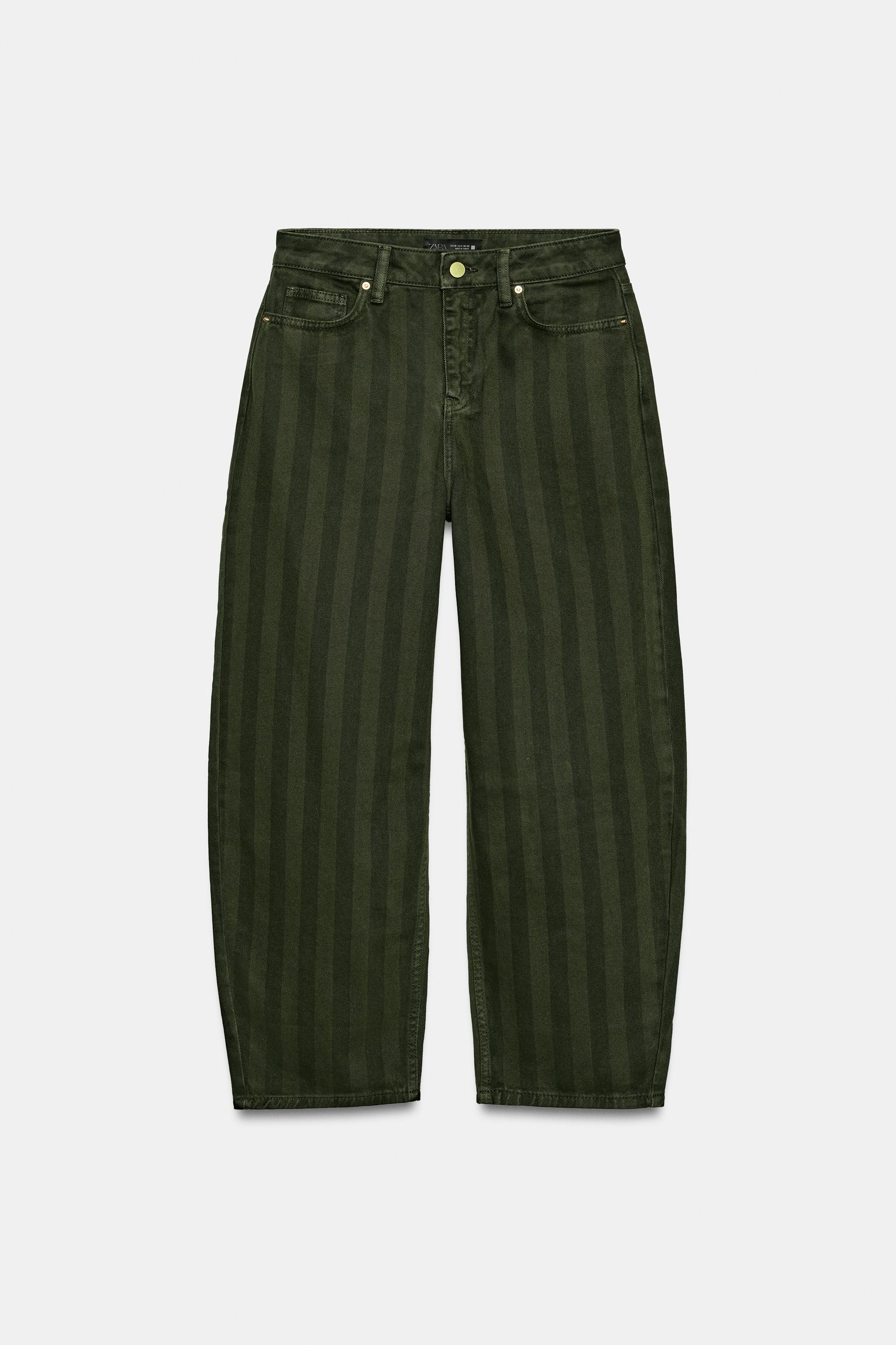 STRIPED MID-RISE STRAIGHT JEANS