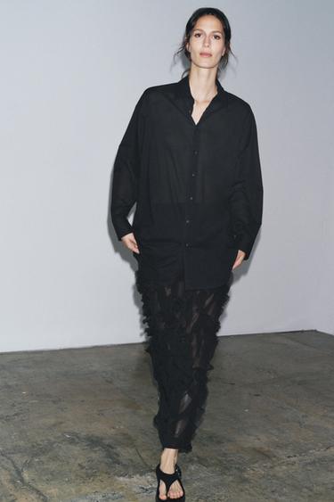 ZW COLLECTION OVERSIZE SHIRT - Black by Zara - Image 7