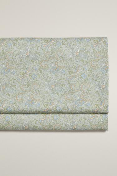 PAISLEY SATEEN FLAT SHEET - Green by Zara