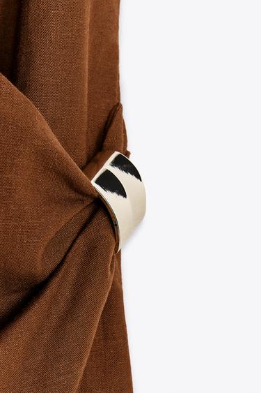 LINEN BLEND MIDI DRESS WITH GOLD APPLIQUÉ - Terracotta by Zara - Image 7