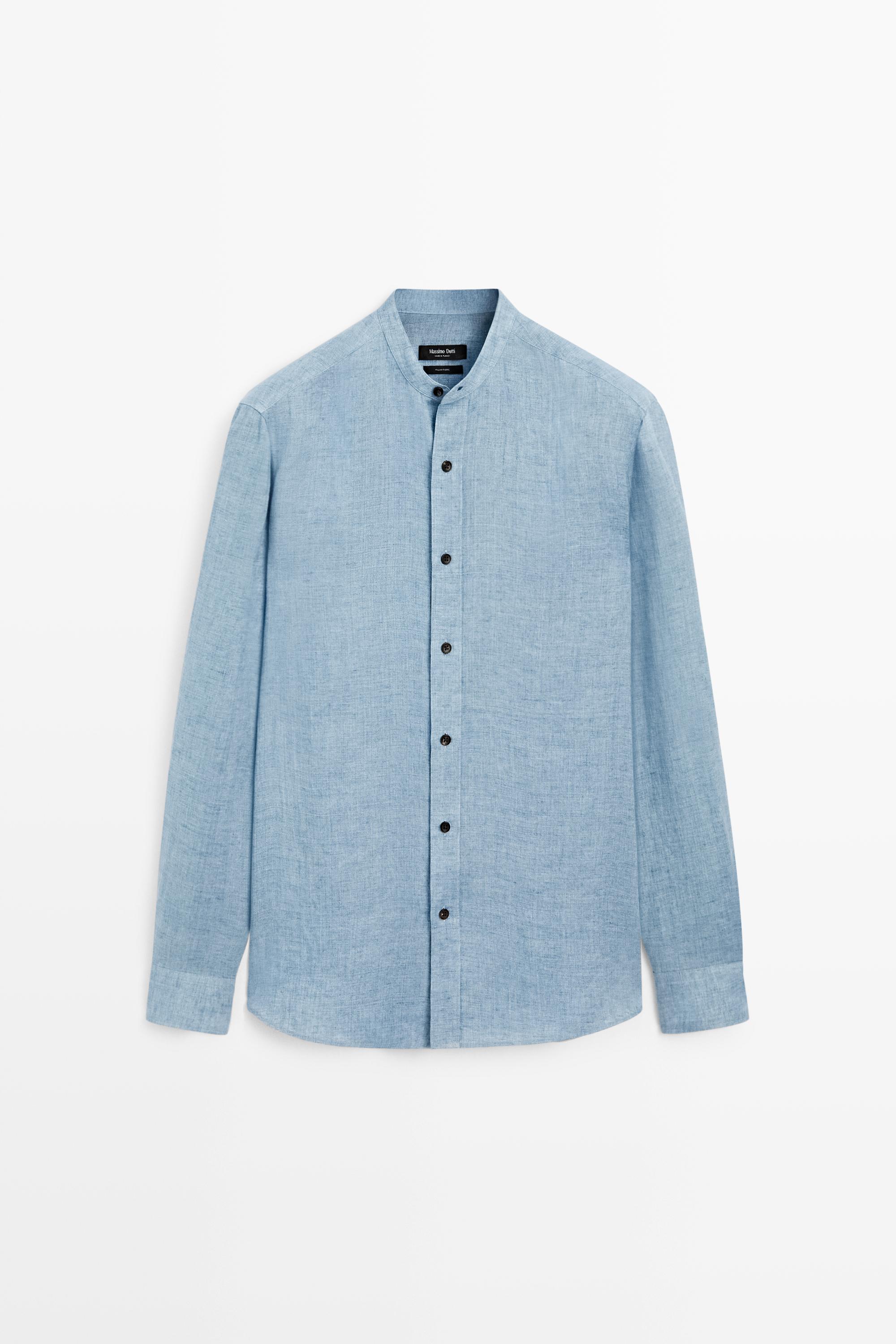 Chemise regular fit 100 % lin boutons contrastés