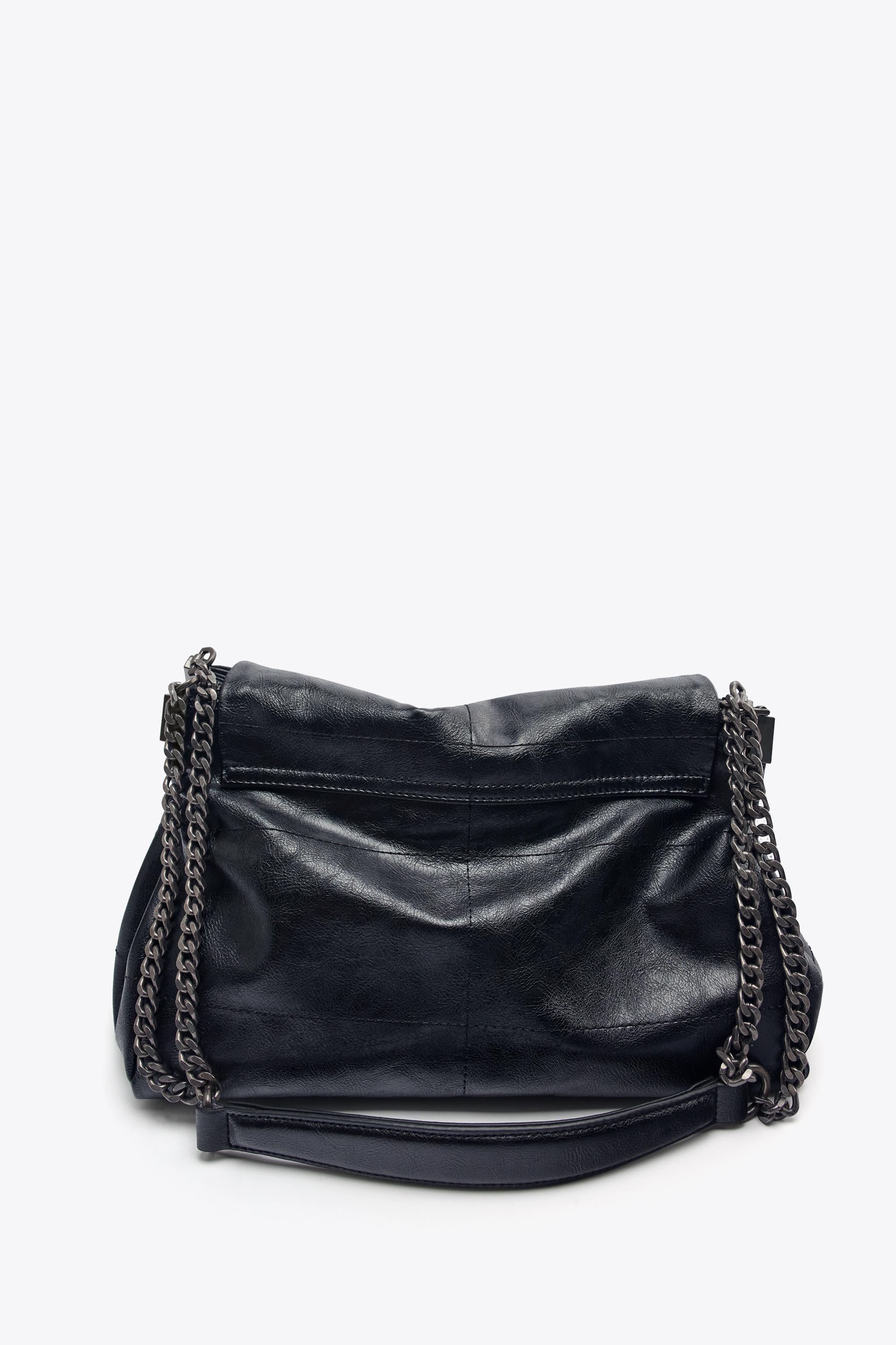 ZARA ショルダー用ストラップ付 肩掛け ボストンバッグ ブラック 新品 org.jpg
