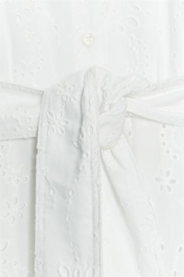 Zara ZW COLLECTION EMBROIDERED SHIRT DRESS - White