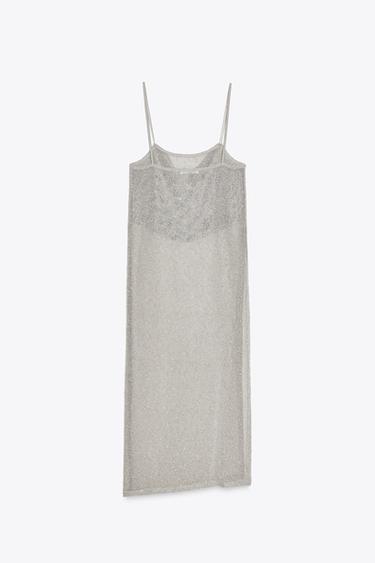 TOP LONG EN MAILLE AJOURÉE - Gris clair de Zara - Image 6
