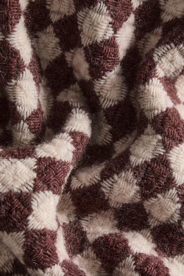 Zara WOOL BLANKET WITH DIAMONDS - Oyster-white