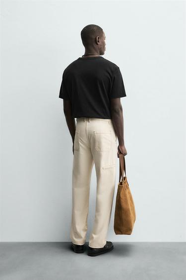 CONTRAST STITCHING TROUSERS - Ecru by Zara - Image 2