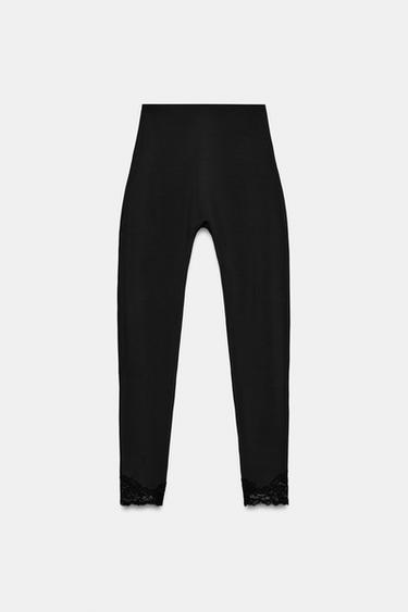 LACE POLYAMIDE LEGGINGS - Black by Zara