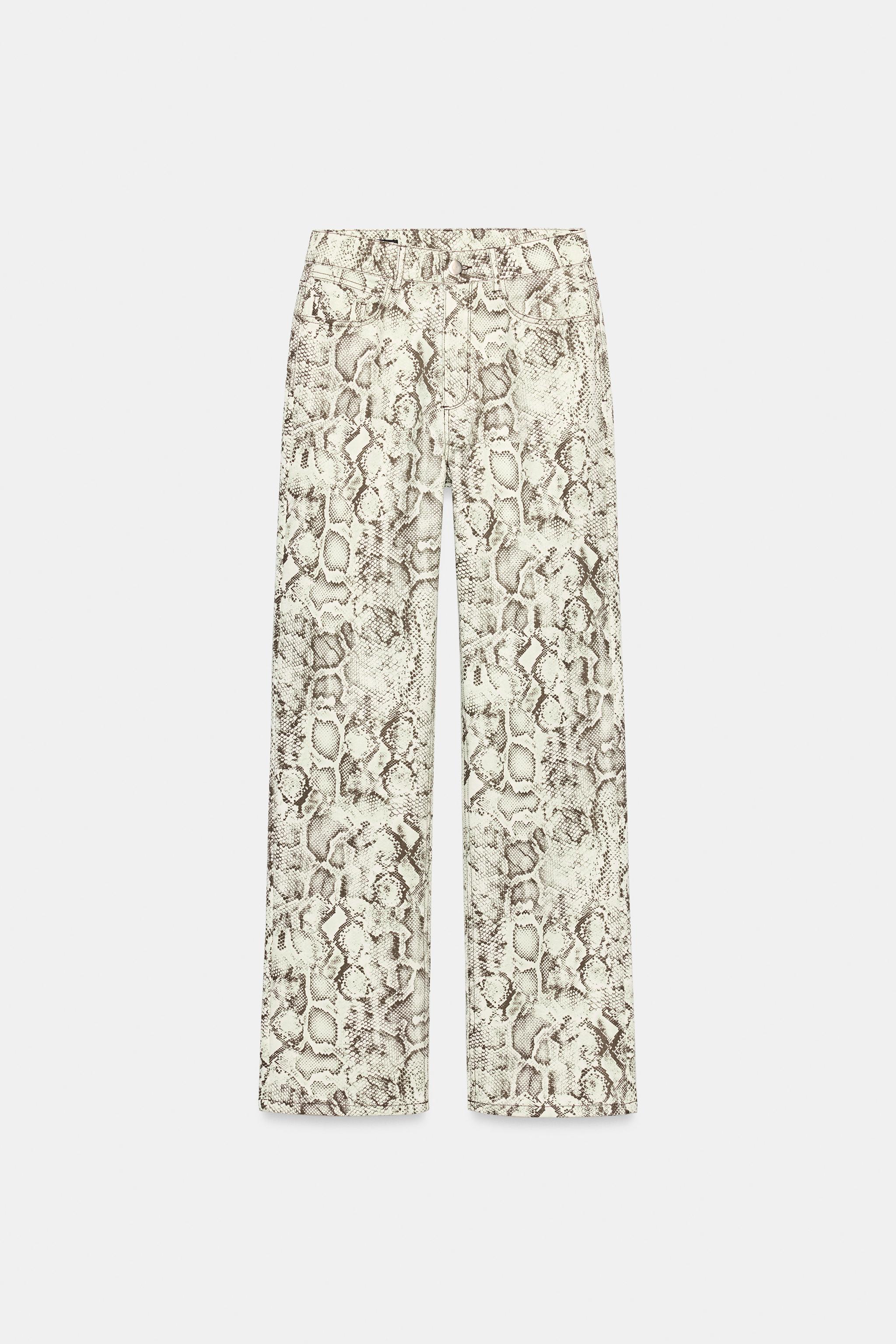 Z1975 HIGH-RISE STRAIGHT LONG LENGTH ANIMAL PRINT JEANS