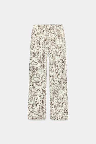 JEANS Z1975 STRAIGHT HIGH-WAIST LONG LENGTH ANIMAL PRINT - Snake by Zara