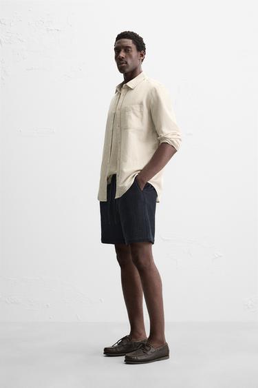TEXTURED REGULAR FIT BERMUDA SHORTS - Navy blue by Zara - Image 3