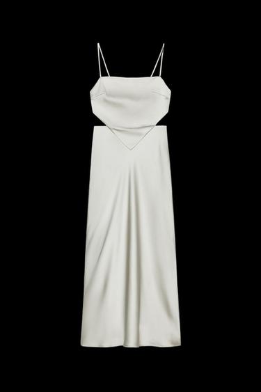 Zara SATIN WRAP DRESS - Light gray - Image 0