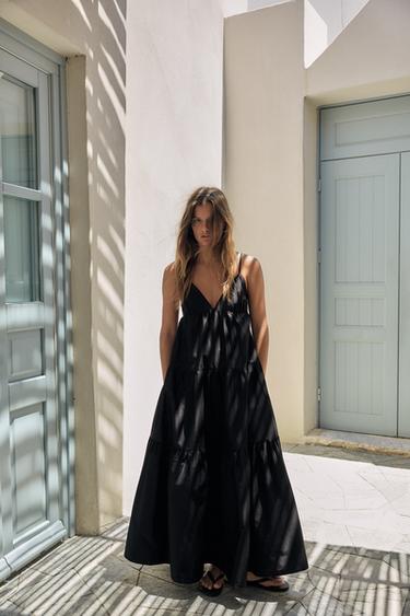 ROBE MIDI PANNEAUX - Noir de Zara