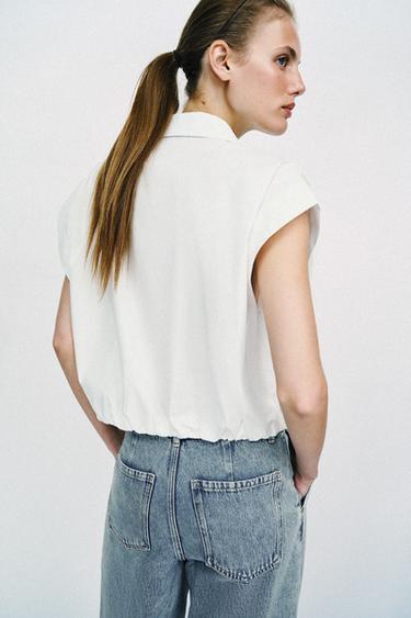BALLOON CROPPED SHIRT - White by Zara - Image 4