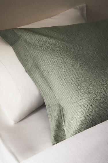 TAIE D’OREILLER COTON TEXTURÉ - Vert de Zara - Image 5
