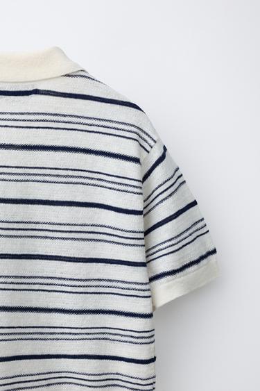 POLO EN COTON ET LIN À RAYURES - Rayures de Zara - Image 3