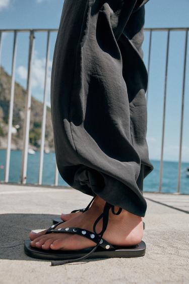 LOOSE FIT BAGGY TROUSERS WITH TIES - Black by Zara - Image 2