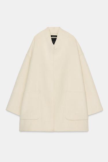 MANTEAU CAPE AVEC LAINE ZW COLLECTION - Écru de Zara - Image 7