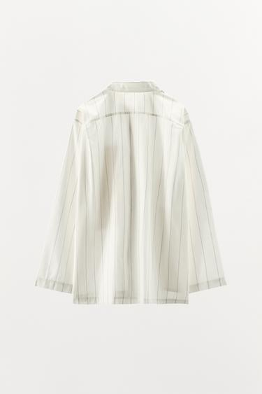 STRIPED PYJAMA SHIRT - Ecru / Beige by Zara - Image 3