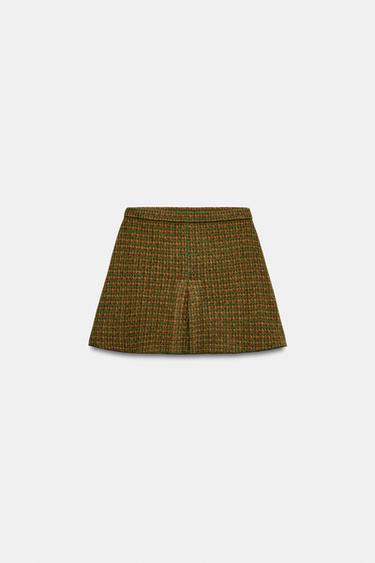 CHECK KNIT MINI SKIRT - Greens by Zara - Image 0