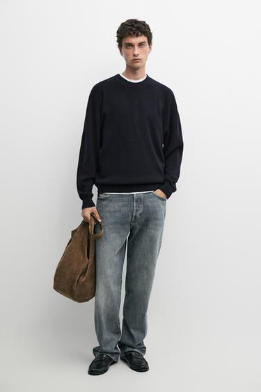 Zara Round neck knit sweater - Navy blue - Image 0