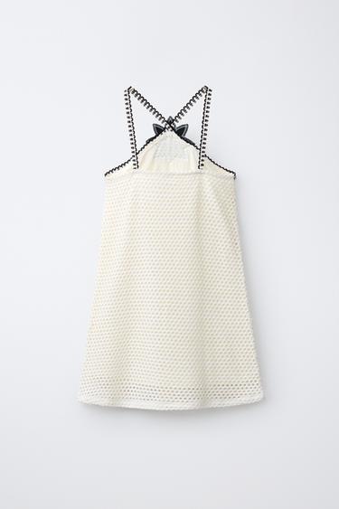 FLORAL CROCHET KNIT DRESS - Ecru by Zara - Image 1