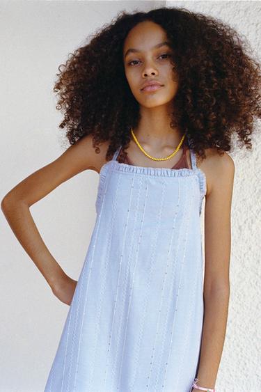 EMBROIDERED SEQUIN DRESS - Sky blue by Zara