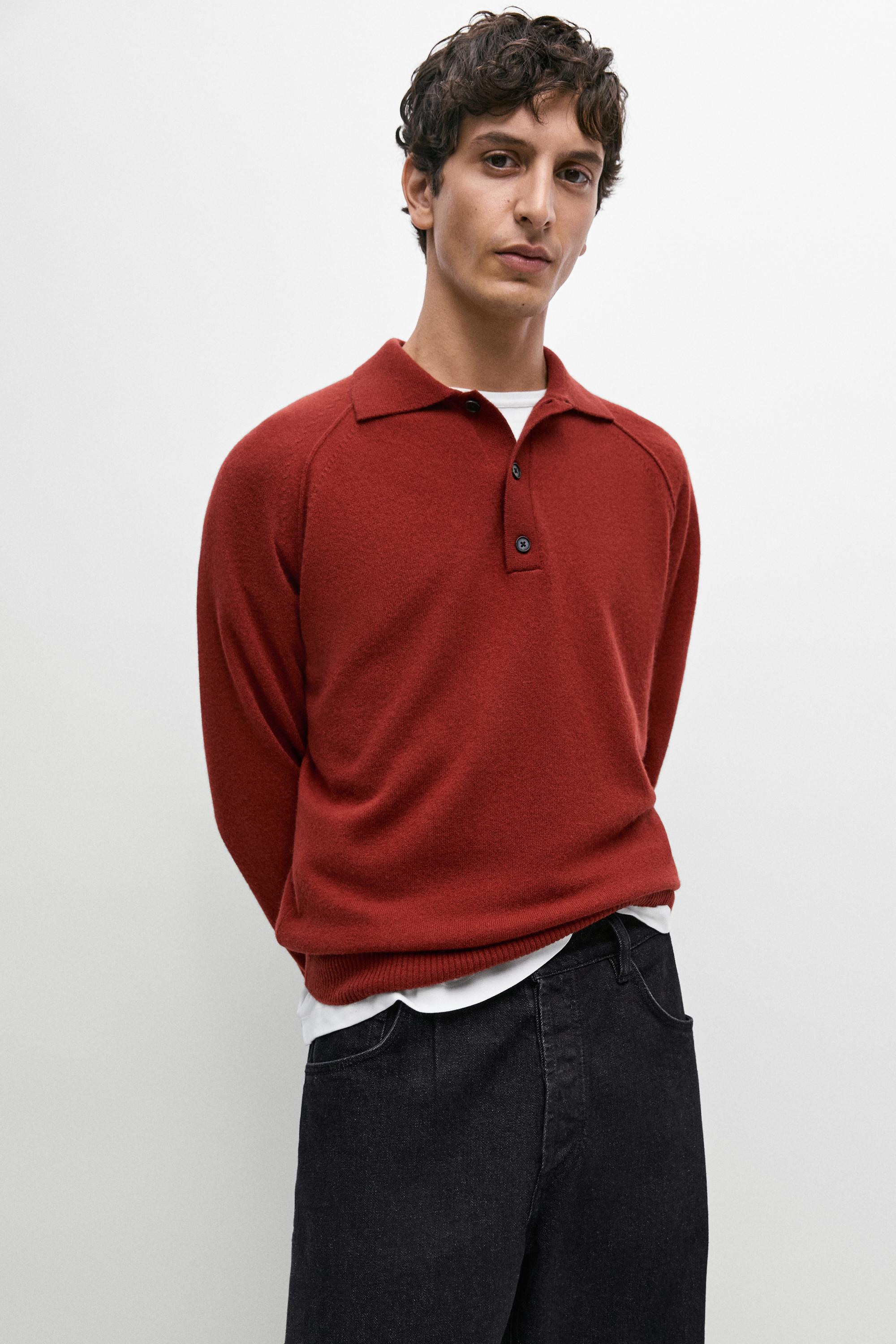 100% wool knit polo sweater