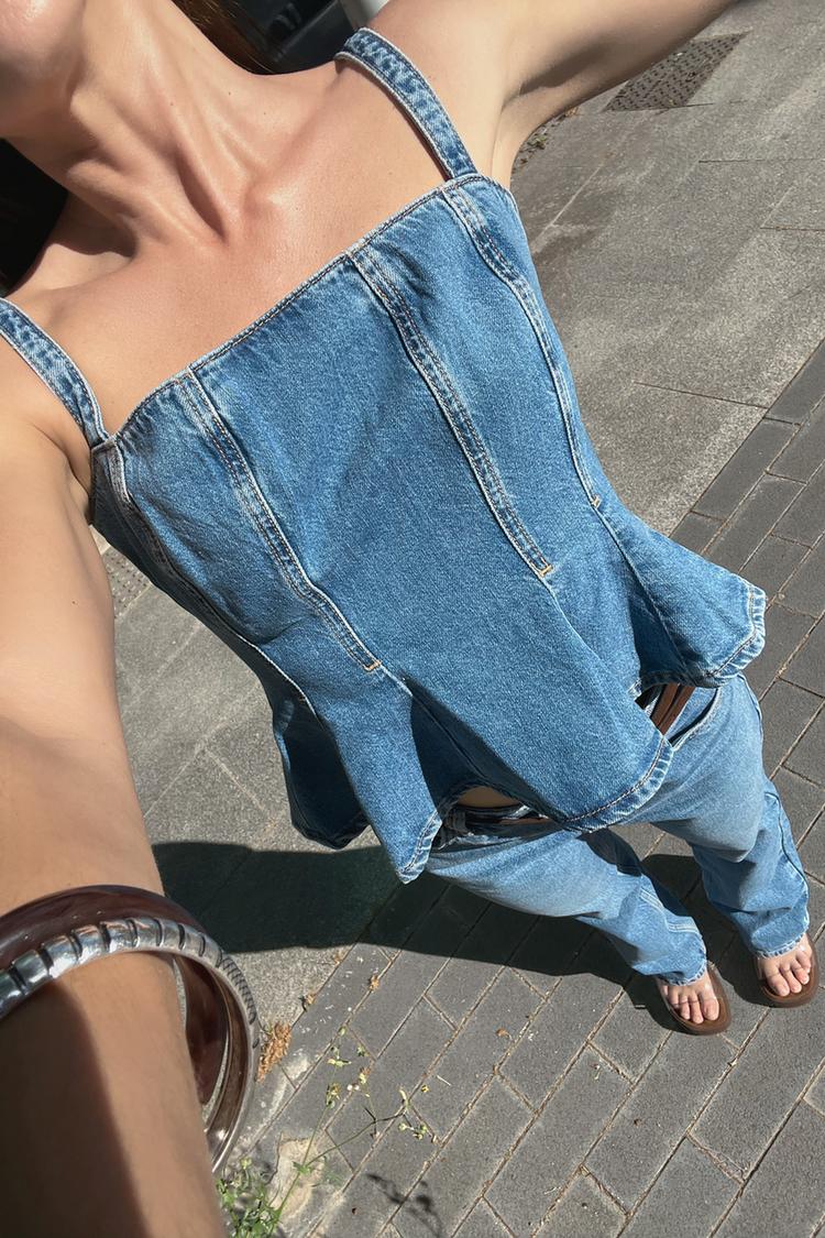 JEANS Z1975 90'S STRAIGHT HIGH-WAIST BELTED Mid-blue ZARA India