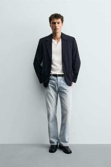 BLAZER RAYAS FRANELA - Marino de Zara - Imagen 0