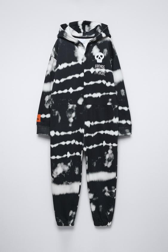 SKULL PRINT JUMPSUIT Black ZARA