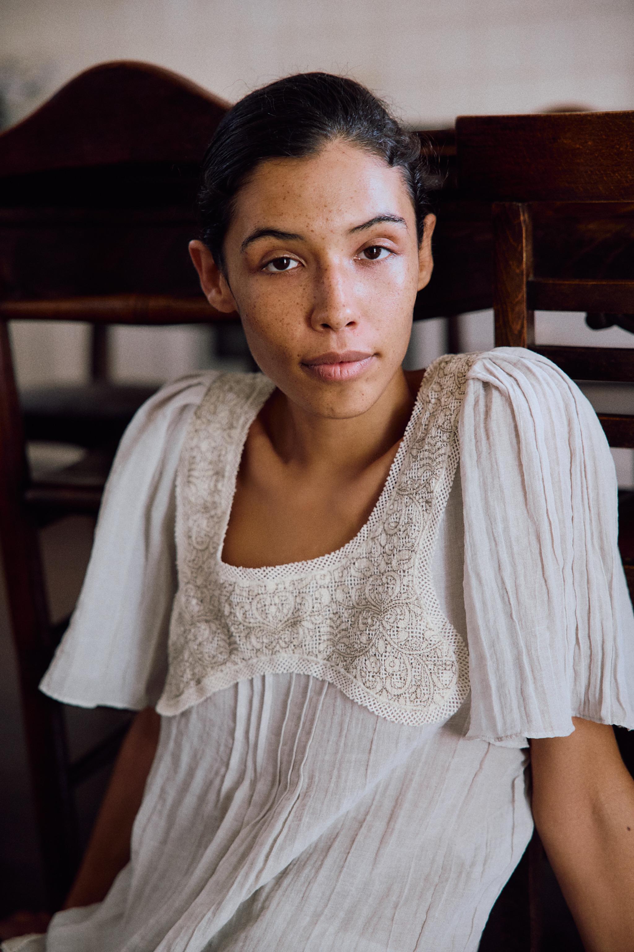 EMBROIDERED LACE COMBINATION TOP — Greenish