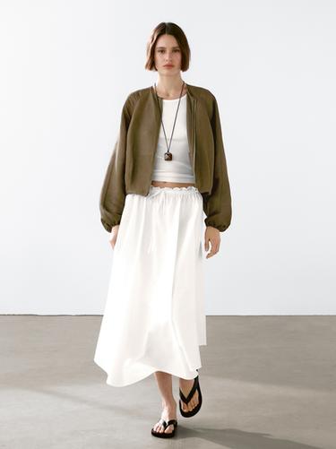 Chaqueta bomber desflecados lino seda - ARENA/MARRÓN de Zara