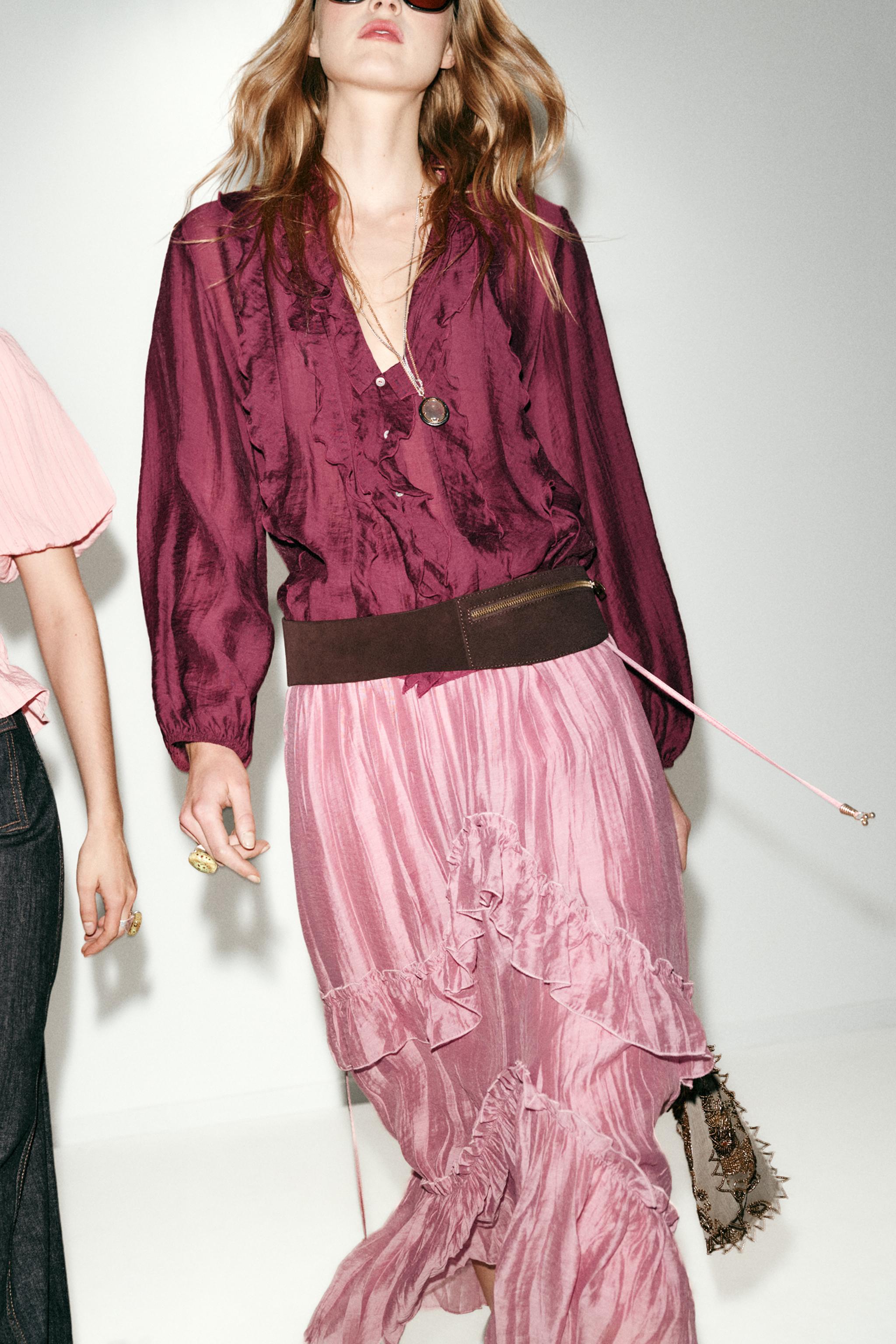 RUFFLED MIDI SKIRT