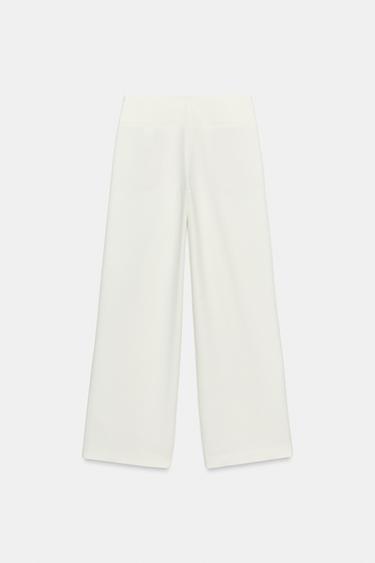 PANTALON DROIT TAILLE BASSE - Écru de Zara - Image 4