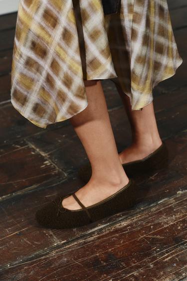 BORG EFFECT BALLERINAS - Brown by Zara - Image 1