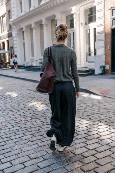 PULL POLO EN MAILLE LOSANGES - Gris de Zara - Image 3