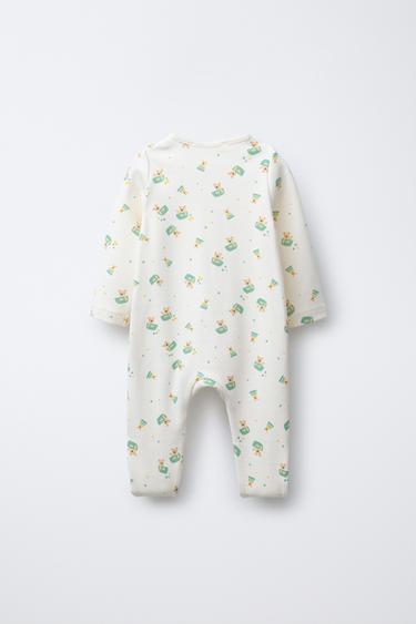 BEAR PRINT CONVERTIBLE FOOT SLEEPSUIT - Ecru by Zara - Image 1