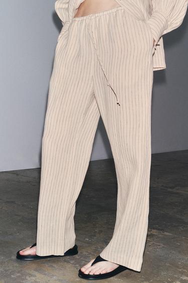 PANTALON 100 % LIN ZW COLLECTION - Rayure rouge de Zara - Image 5