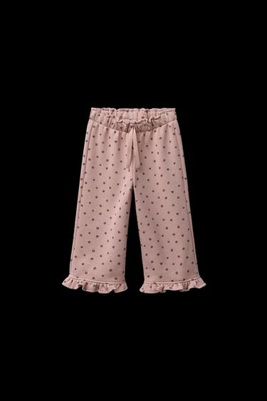 PRINTED FRILL PLUSH TROUSERS - Pastel pink by Zara