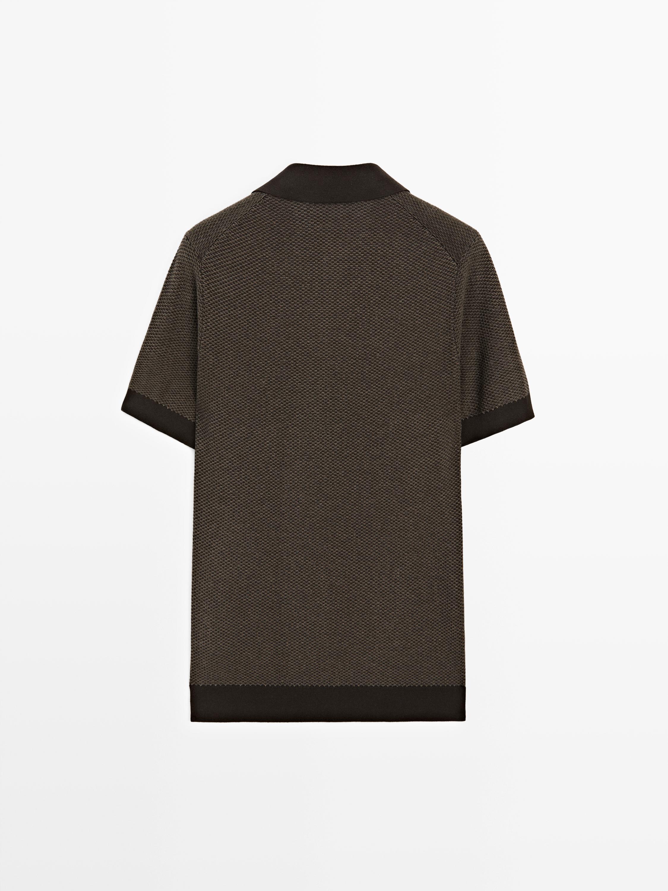 100% cotton textured knit polo sweater