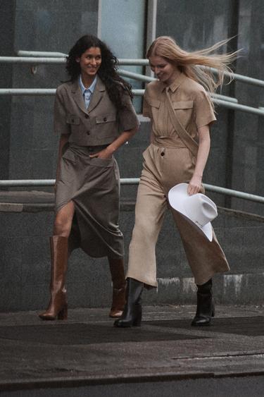 FALDA MIDI ABERTURA - Khaki de Zara - Imagen 0