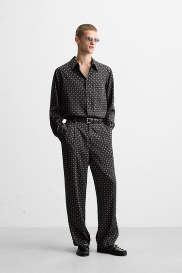 Zaras SKJORTA MED GEOMETRISKT MÖNSTER LIMITED EDITION - Marinblå