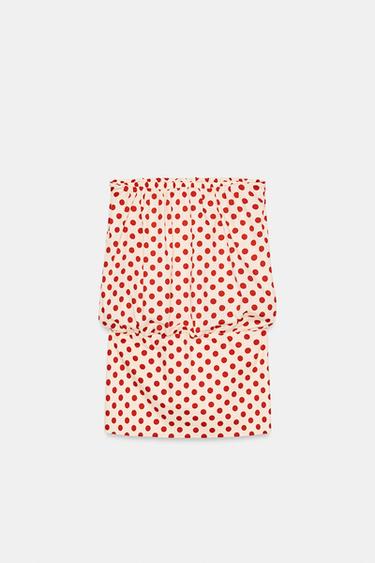 OFF-THE-SHOULDER POLKA DOT DRESS - Ecru / Red by Zara - Image 7